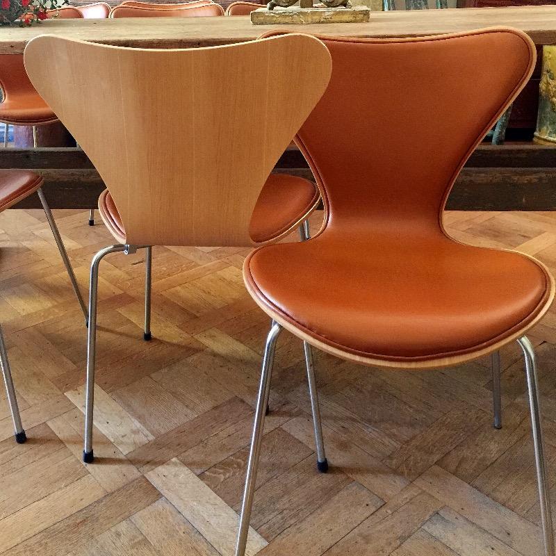 Arne Jacobsen leather Ant chairs