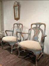 Pair Rococo armchairs Sweden