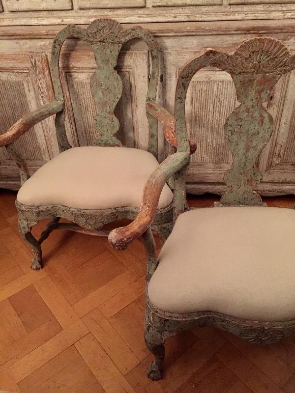 Pair Swedish armchairs
